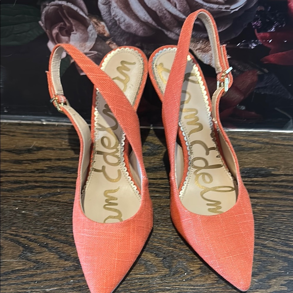 Sam Edelman Orange Stiletto Slingback Heels
